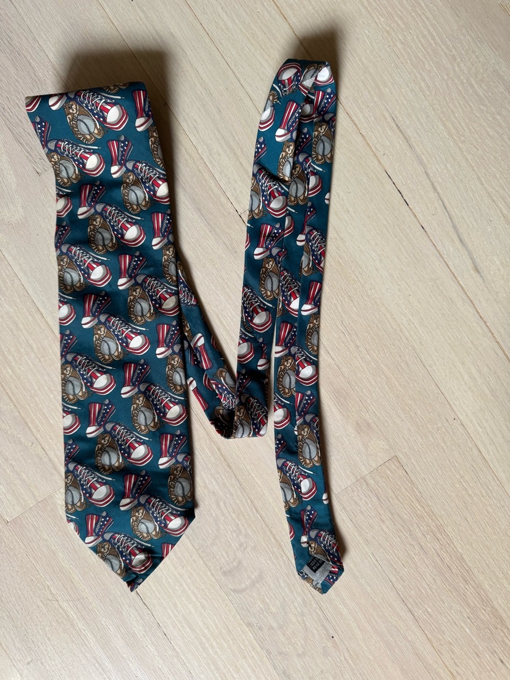 Armani tie. Sneakers and baseball. NEW